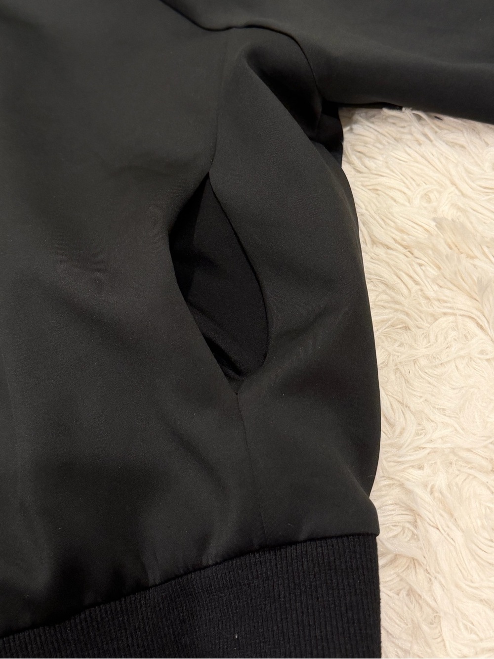 SSYS The Label Black Scuba Ruffle Neck Full Zip Jacket XL Stretch Athleisure - Picture 9 of 10